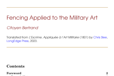 Cover: Fencing Applied to the Military Art by Bertrand